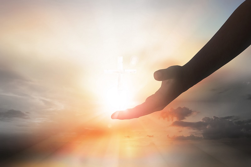 Jesus Saving Hand Reaching For The Faithful